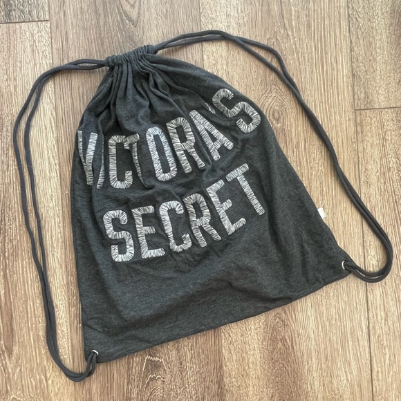 Victoria’s Secret Embroidered Drawstring Backpack Grey - Picture 2 of 3